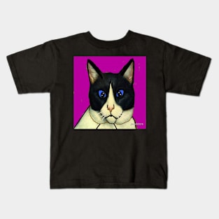 Cat Illustration on  Black Background Kids T-Shirt